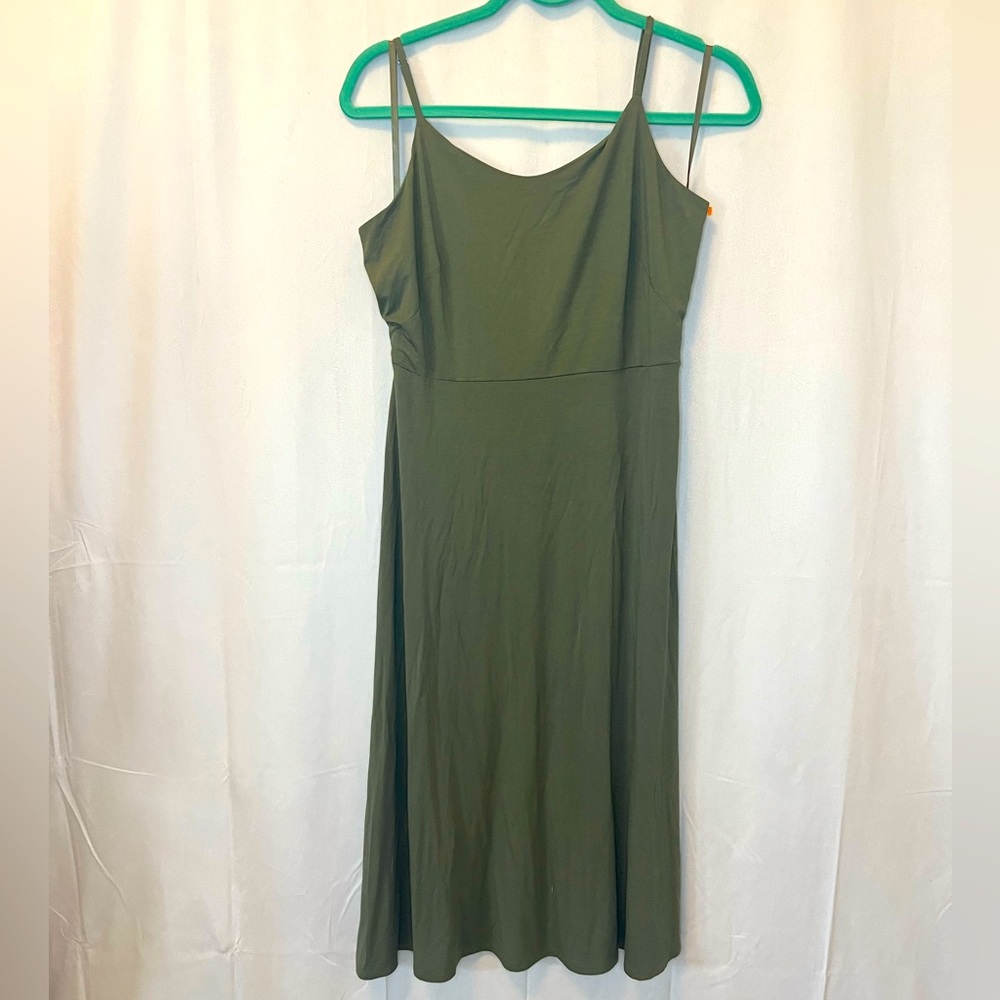 Loft Olive Green Jersey Spaghetti Strap Dress